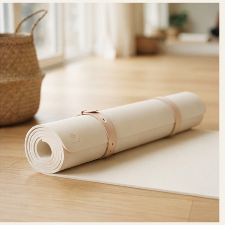Matras yoga tergulung di studio